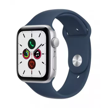Apple Watch SE GPS 44mm sidabrinis aliuminio korpusas su sportine juostele Abyss Blue
