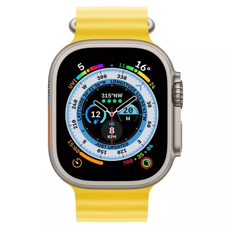 Apple Watch Ultra GPS + Cellular, 49mm Titanium Case su Yellow Ocean Band