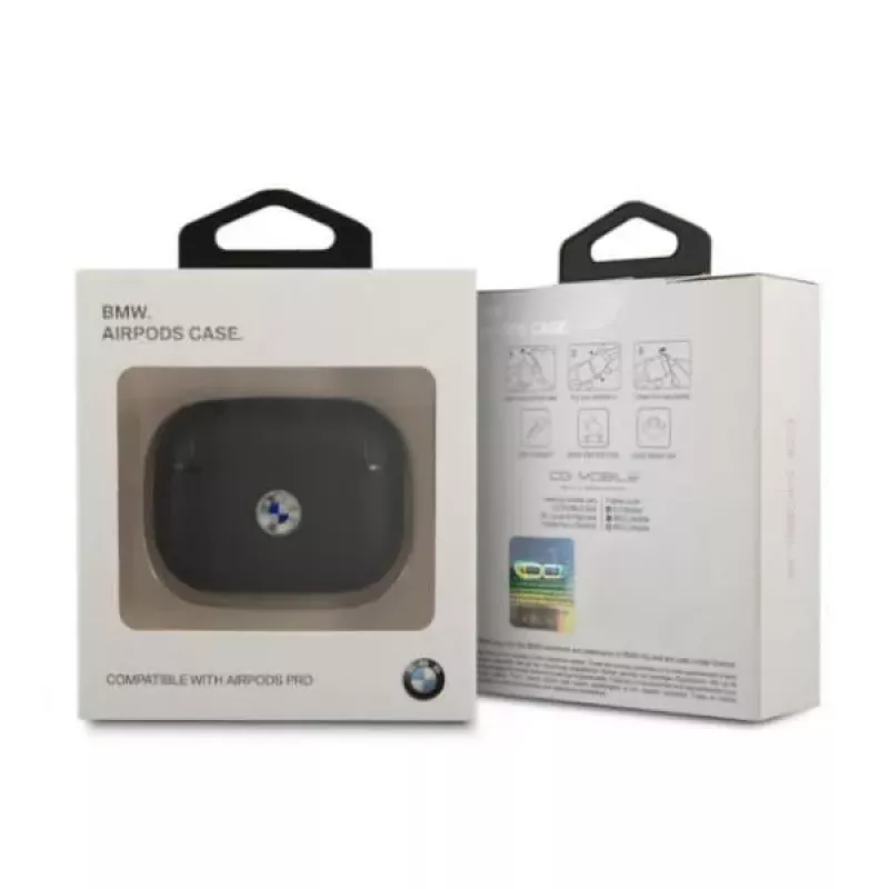 BMW AirPods Pro Dangtelis Natūrali Oda Sidabrinis Logotipas Juodas