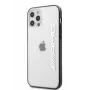 AMG Apple iPhone 12/12 Pro 6.1 colio dėklas su metaliniais juodais kraštais, permatomas