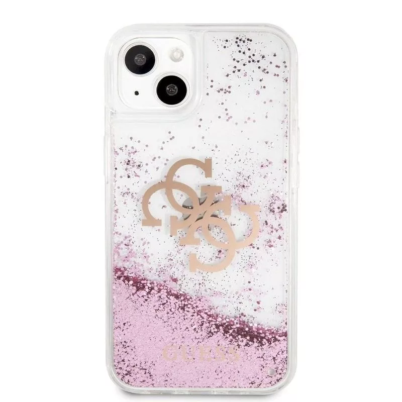 Guess iPhone 13 Mini Liquid Glitter Pink Case Transparent