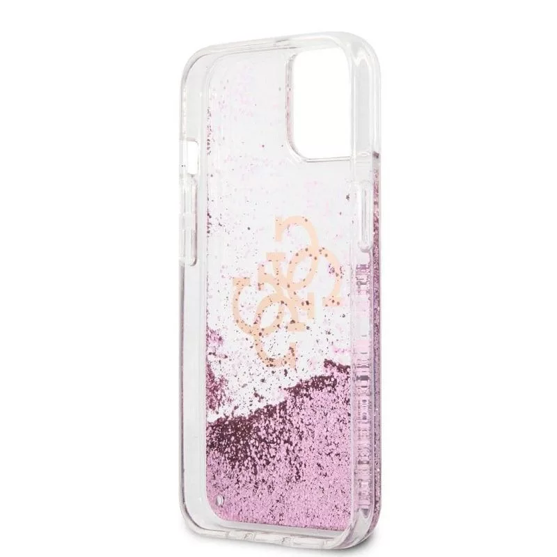 Guess iPhone 13 Mini Liquid Glitter Pink Case Transparent