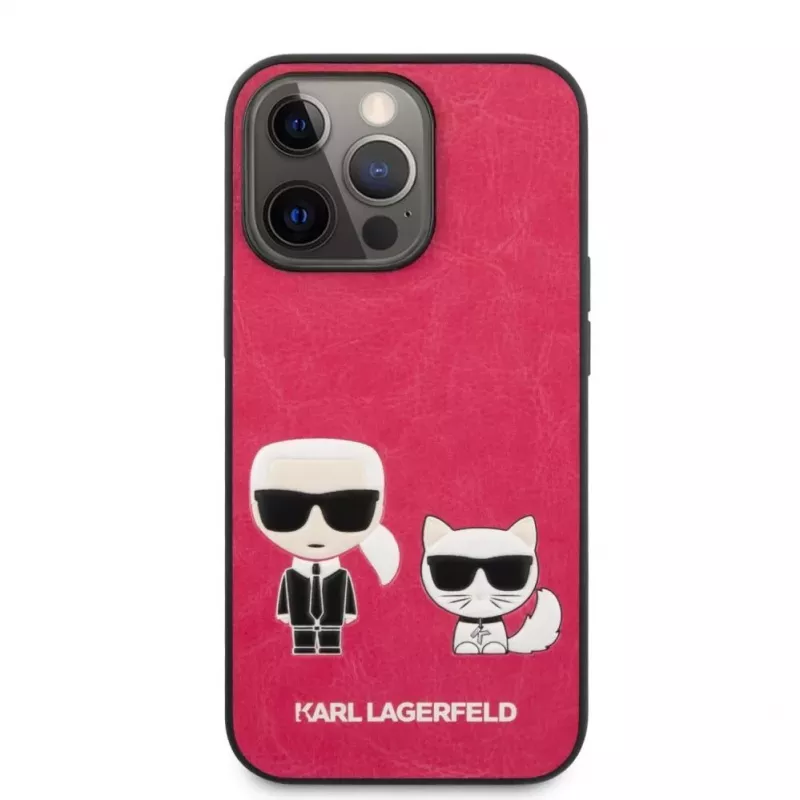 Karl Lagerfeld Apple iPhone 13 Pro Choupette PU Leather Case Fuchsia