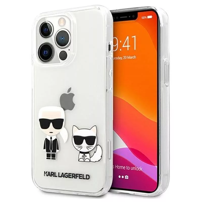 Karl Lagerfeld iPhone 13 Pro Choupette dėklas permatomas