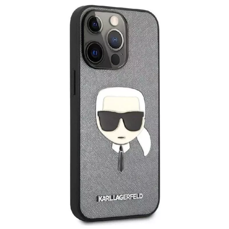 Karl Lagerfeld Apple iPhone 13 Pro Saffiano Karl Head Case sidabrinė