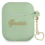Guess GUA2LSCHSN Silikoninis dangtelis su širdelės formos pakabuku iš Charm Heart kolekcijos, skirtas Apple AirPods 1/2, žalias