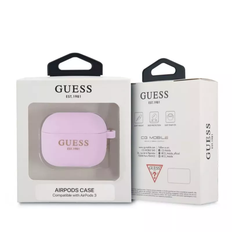Guess Apple AirPods 3 Charms Silikoninis Dėklas Violetinis