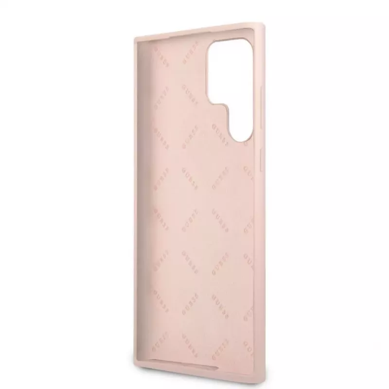 Guess Samsung Galaxy S22 Ultra Silicone Metal Logo Case Pink