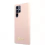Guess Samsung Galaxy S22 Ultra Silicone Metal Logo Case Pink