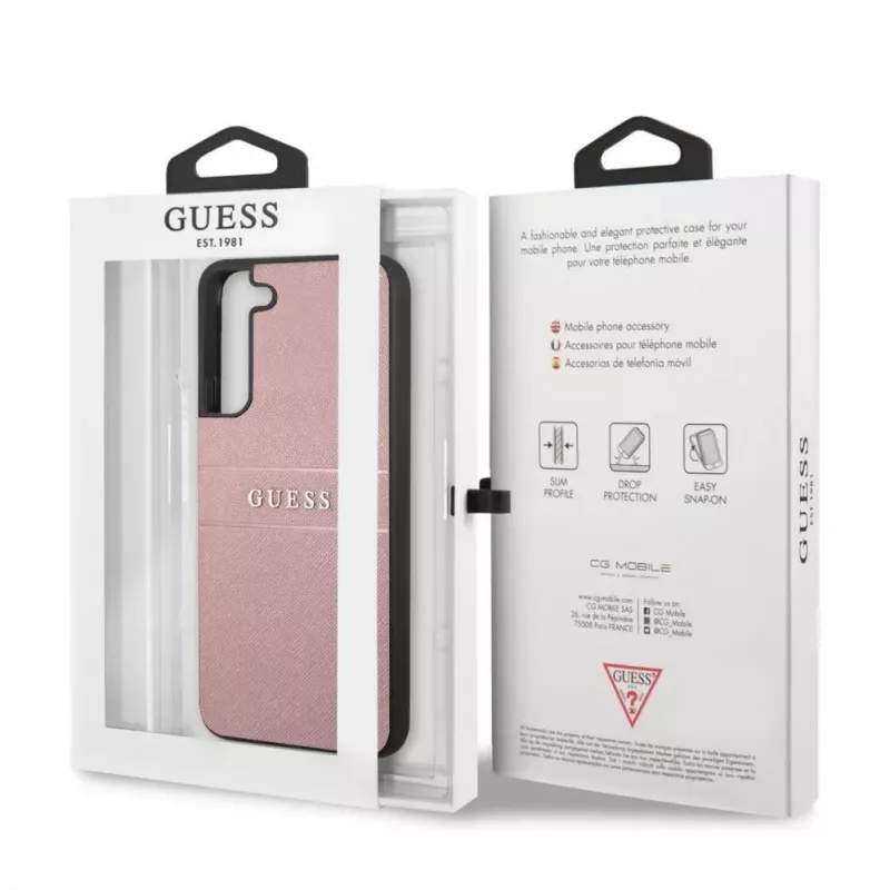 Guess Samsung Galaxy S22 Plus PU Leather Saffiano Case Pink