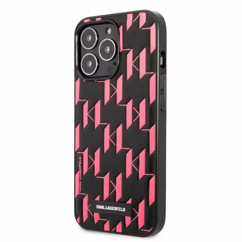 Karl Lagerfeld Apple iPhone 13 Pro Monogram Plaque Case Black Pink