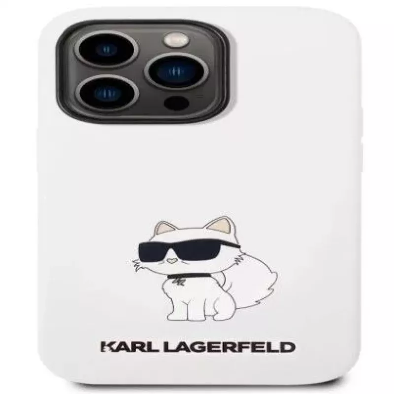 Karl Lagerfeld Apple iPhone 14 Pro Liquid Silicone Choupette NFT Case White