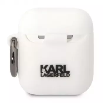 Karl Lagerfeld Apple AirPods 1/2 3D Logo NFT Karl Head Silicone Case White