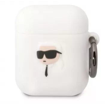 Karl Lagerfeld Apple AirPods 1/2 3D Logo NFT Karl Head Silicone Case White