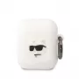 Karl Lagerfeld 3D Logo NFT Choupette Head Silicone Case for AirPods 1/2 White