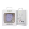 Guess Apple AirPods 1/2 dėklas silikoninis su klasikiniu logotipu ir auksiniu 4G pakabuku violetinis
