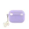 Guess Apple AirPods Pro dėklas silikoninis Classic Logo Gold su 4G pakabuku violetinis