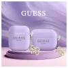 Guess Apple AirPods Pro dėklas silikoninis Classic Logo Gold su 4G pakabuku violetinis