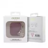 Guess Apple AirPods 1/2 dėklas silikoninis Classic Logo Gold su 4G pakabuku Magenta