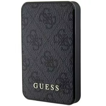 Guess Powerbank 15W 5000mAh 4G Oda Metal Logotipas Magsafe Įkroviklis Juodas