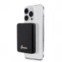 Guess Power Bank 5000mAh 15W MagSafe ir įprastas įkrovimas su metaliniu rašto logotipu juoda