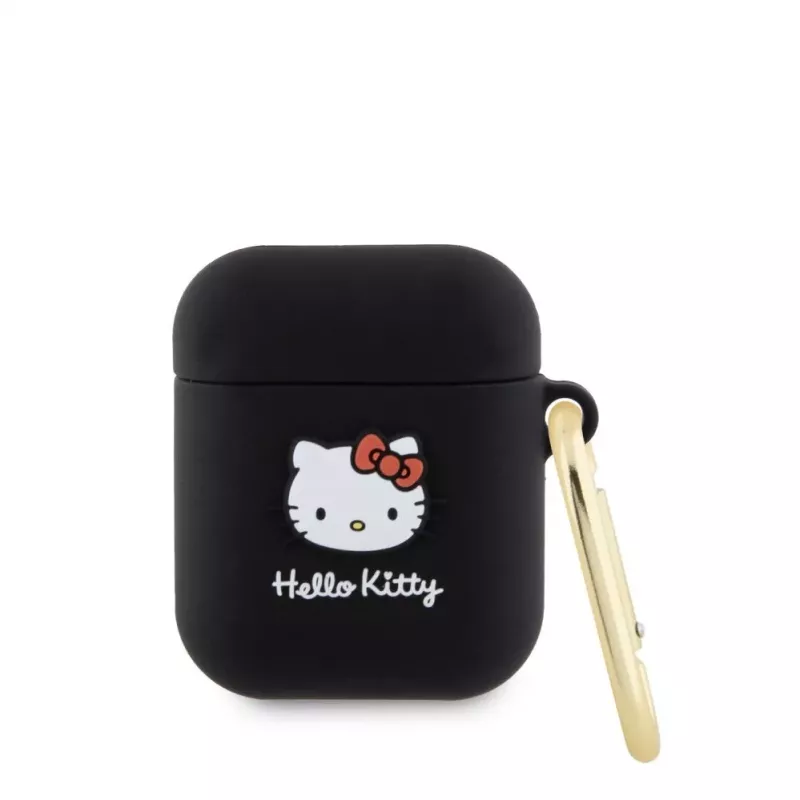 Hello Kitty Liquid Silicone 3D Kitty Head Logo Case for AirPods 1/2 Black