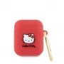 Hello Kitty Apple AirPods 1/2 Dangtelis Silikoninis 3D Kitty Galva Raudona