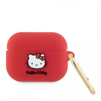 Hello Kitty Apple AirPods Pro Dangtelis Silikoninis 3D Katytės Galva Raudona