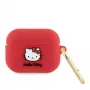 Hello Kitty Apple AirPods Pro Dangtelis Silikoninis 3D Katytės Galva Raudona