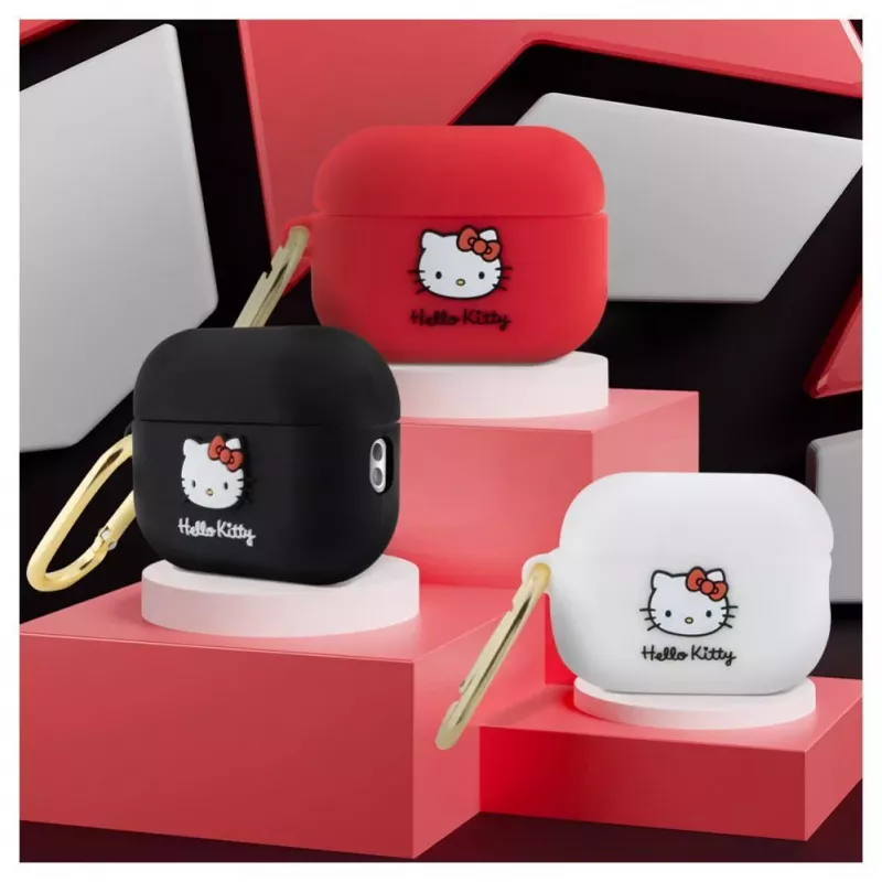 Hello Kitty Apple AirPods Pro Dangtelis Silikoninis 3D Katytės Galva Baltas