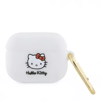 Hello Kitty Apple AirPods Pro Dangtelis Silikoninis 3D Katytės Galva Baltas