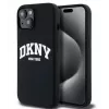 DKNY Apple iPhone 15 Hardcase Liquid Silicone White Printed Logo MagSafe Black