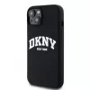 DKNY Apple iPhone 15 Hardcase Liquid Silicone White Printed Logo MagSafe Black