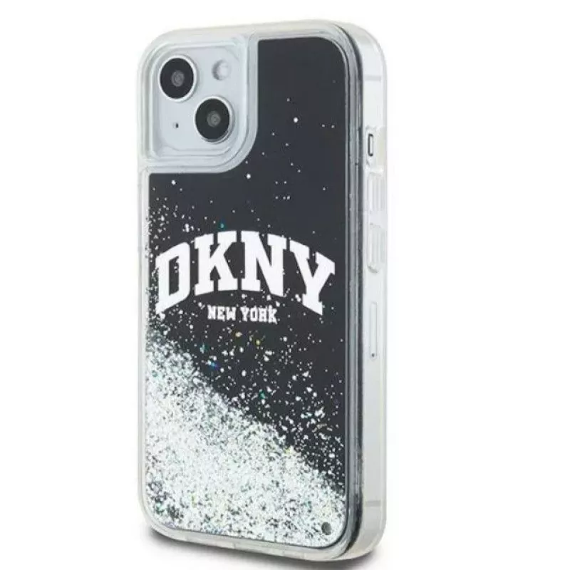 DKNY Apple iPhone 15 Hardcase Liquid Glitter Big Logo Black