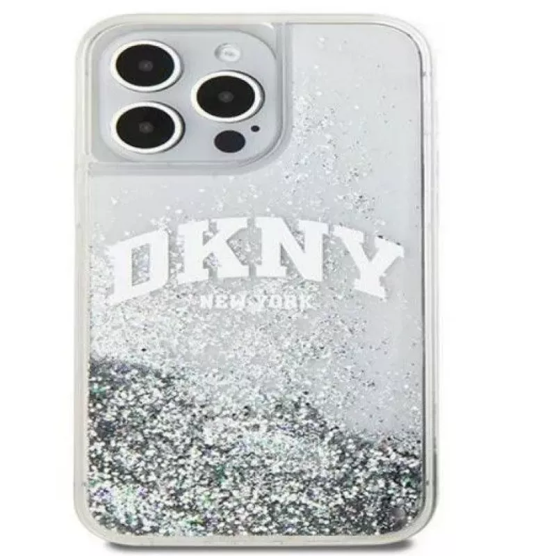 DKNY Apple iPhone 15 Pro 6.1 Hardcase Liquid Glitter Big Logo Black