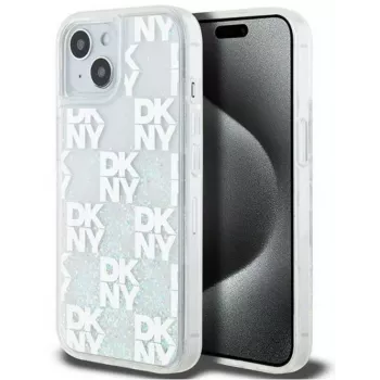 DKNY Apple iPhone 15 Hardcase Liquid Glitter Multilogo White