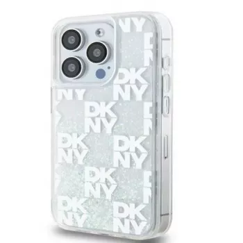 DKNY Apple iPhone 15 Pro 6.1 Hardcase Liquid Glitter Multilogo White