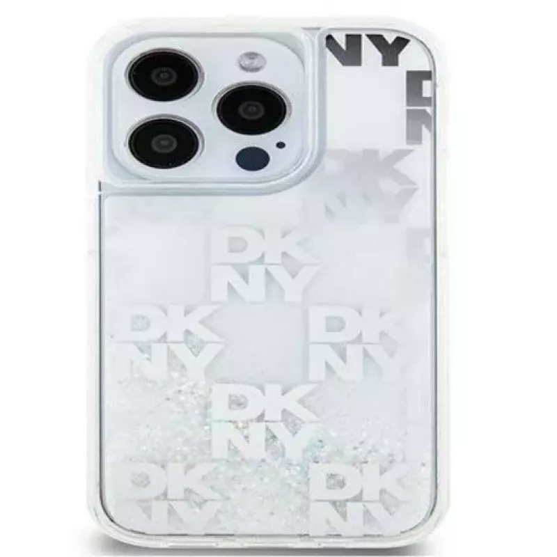 DKNY Apple iPhone 15 Pro 6.1 Hardcase Liquid Glitter Multilogo White