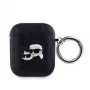 Karl Lagerfeld PU įspaustas Karl ir Choupette galvų dėklas, skirtas AirPods 1/2, juodas