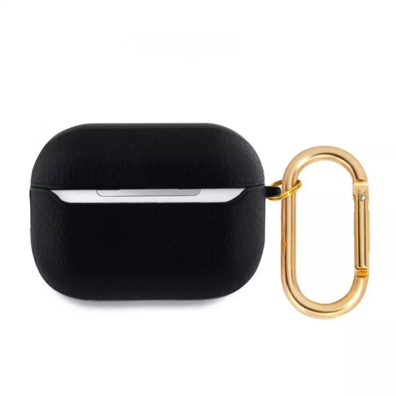 Guess Apple AirPods Pro 2 PU grūdėtas klasikinis logotipo dėklas juodas