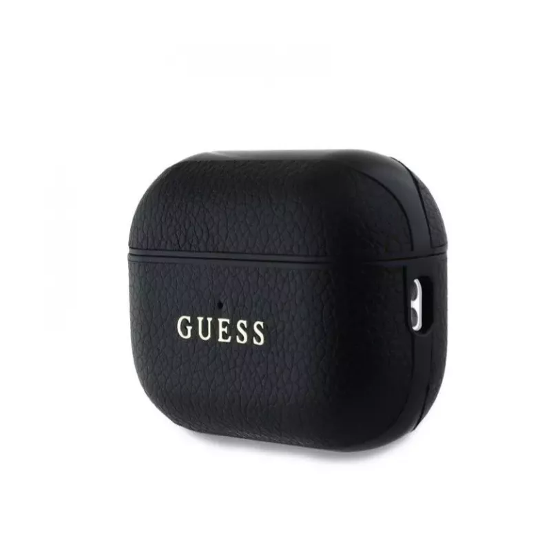Guess Apple AirPods Pro 2 PU grūdėtas klasikinis logotipo dėklas juodas
