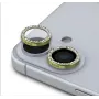 „Guess“ Apple iPhone 16/16 Plus fiksuotas blizgantis apsauginis objektyvas auksinis
