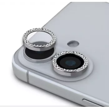 Guess Apple iPhone 16/16 Plus Fiksuotas Blizgantis Apsauginis Objektyvas Sidabrinis