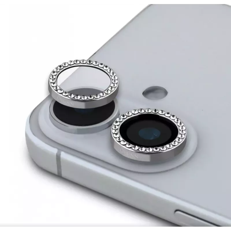Guess Apple iPhone 16/16 Plus Fiksuotas Blizgantis Apsauginis Objektyvas Sidabrinis