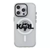 Karl Lagerfeld Apple iPhone 15 Pro Max Silikoninis Dėklas su MagSafe IML KL Sketch Logotipu Skaidrus