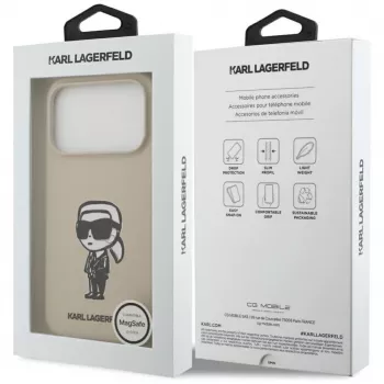 Karl Lagerfeld Apple iPhone 17 Pro Silikoninis Dėklas su MagSafe - Ruda (KL Sketch & Logo)