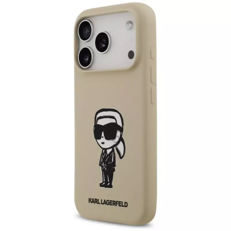 Karl Lagerfeld Apple iPhone 17 Pro Silikoninis Dėklas su MagSafe - Ruda (KL Sketch & Logo)