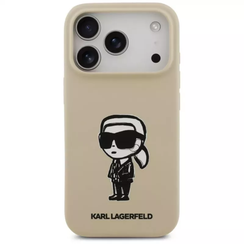Karl Lagerfeld Apple iPhone 17 Pro Silikoninis Dėklas su MagSafe - Ruda (KL Sketch & Logo)