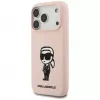 Karl Lagerfeld silikoninis dėklas iPhone 17 Pro su MagSafe, KL Sketch & Logo, rožinis