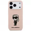 Karl Lagerfeld silikoninis dėklas iPhone 17 Pro su MagSafe, KL Sketch & Logo, rožinis